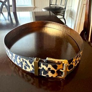 Michael Kors women’s leather animal print belt, gold hardware, size XL